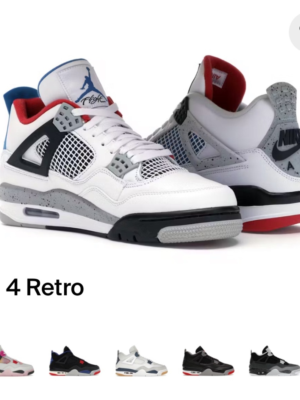 Nike Air Jordan 4 Retro Sneakers White & Black US 5.5Y NWT